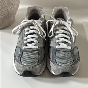 Gray and White Athletic Sneakers
